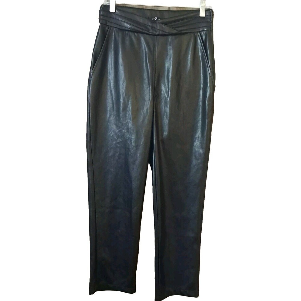 7 For All Mankind Pants Womens Size M Black Faux Leather Rocker Concert Sexy